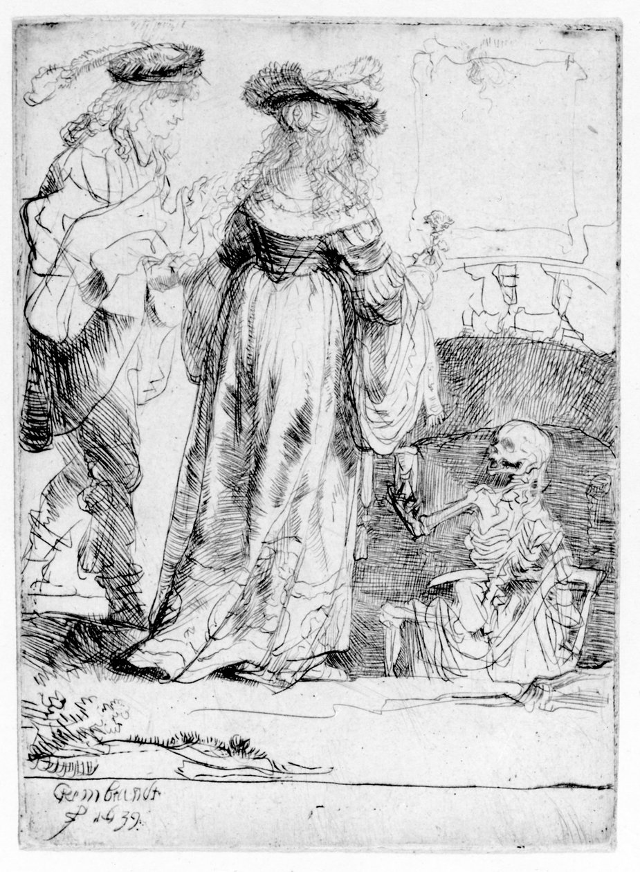 1639年に開かれた墓から夫婦に現れた死 作： レンブラント・ファン・レイン