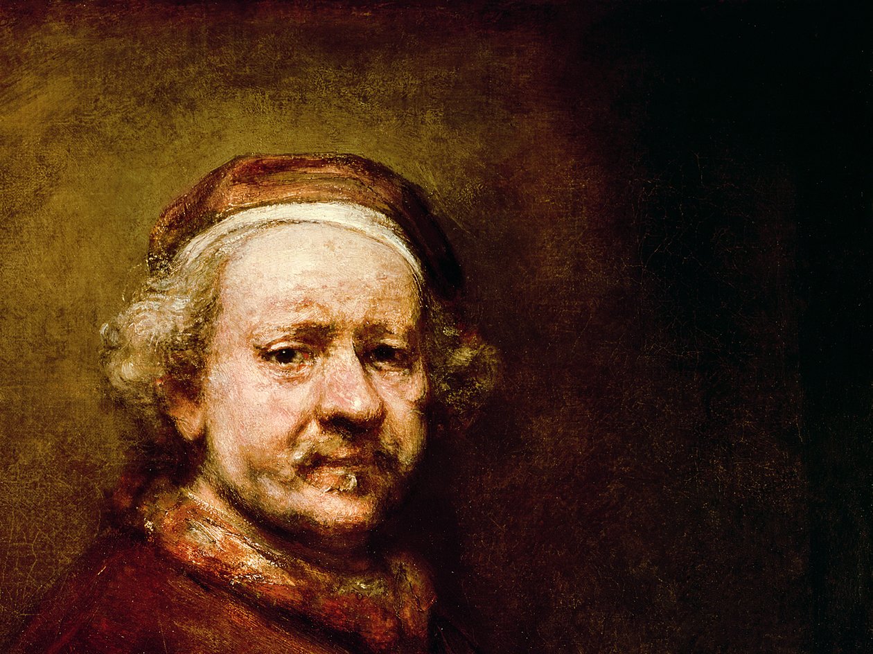 1669年63歳の自画像（3739の詳細） 作： レンブラント・ファン・レイン