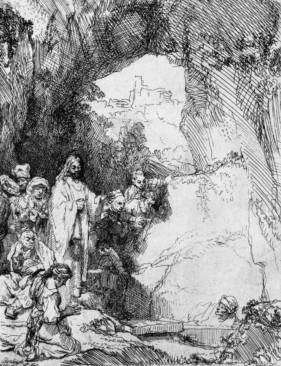 ラザロの小さな発生、1644年（エッチング） 作： レンブラント・ファン・レイン