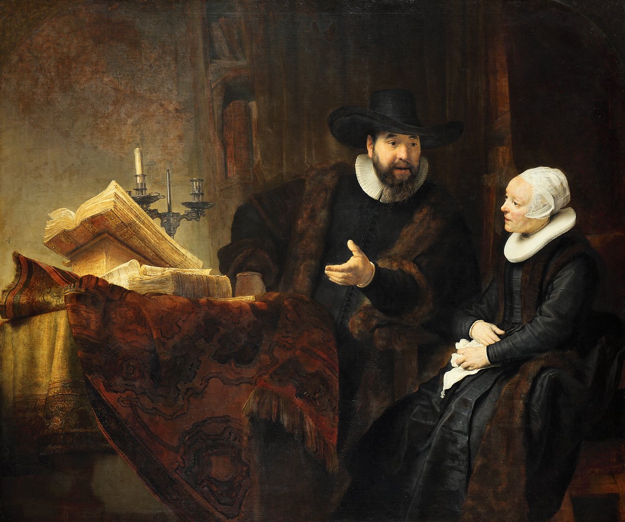 メノナイトの説教者Cornelis Claesz Anslo（1592-1646）とその妻Aeltje Gerritsdr Schouten 作： レンブラント