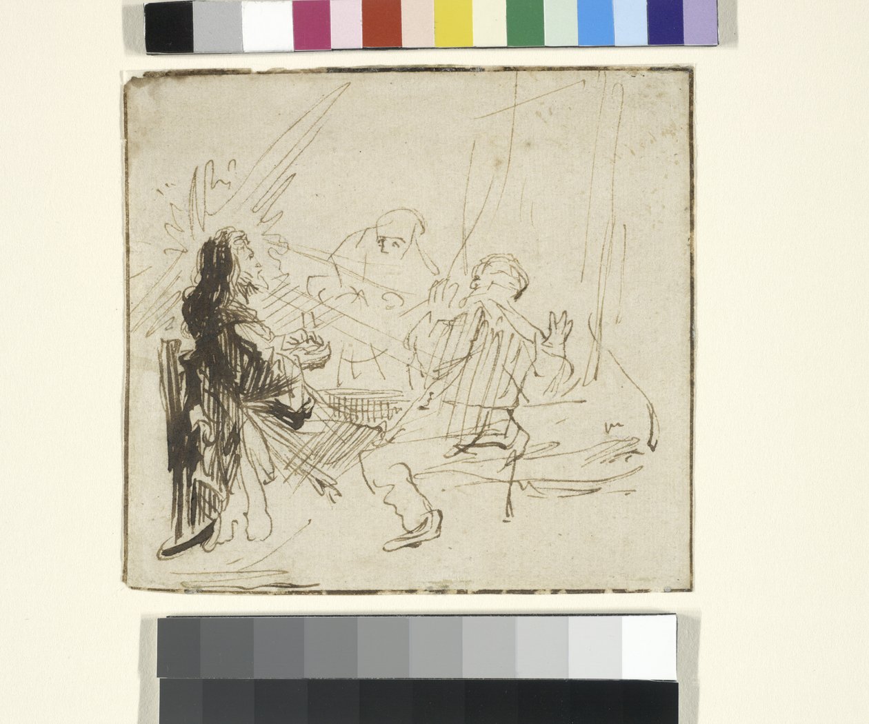 エマオの晩餐、c.1630-33（紙にインクとチョーク） 作： レンブラント・ハーメンス。ヴァンレイン（の学校）