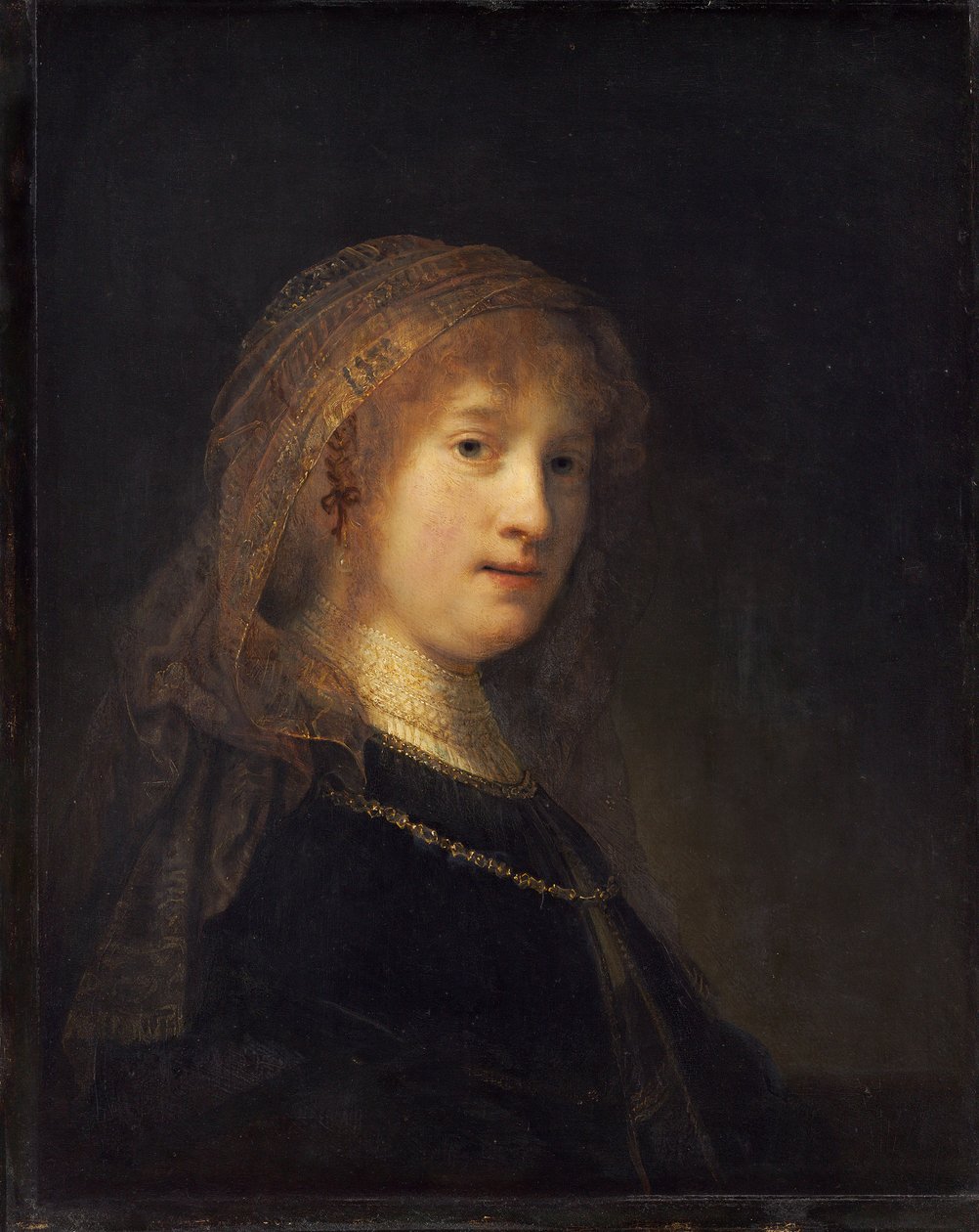 Saskia van Uylenburgh、c.1634-1640（パネルに油彩） 作： レンブラント・ファン・レイン