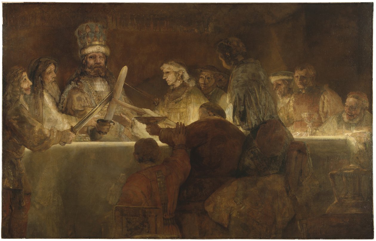 クラウディウス・シビリスの下でのバタビア人の陰謀、c.1666（キャンバスに油彩） 作： レンブラント・ファン・レイン