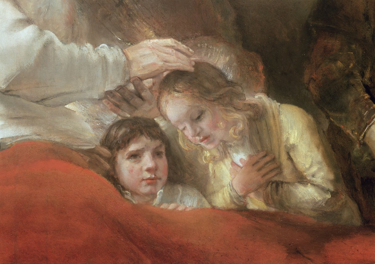 ジョセフの息子を祝福するジェイコブ、1656年（244314の詳細） 作： レンブラント・ファン・レイン