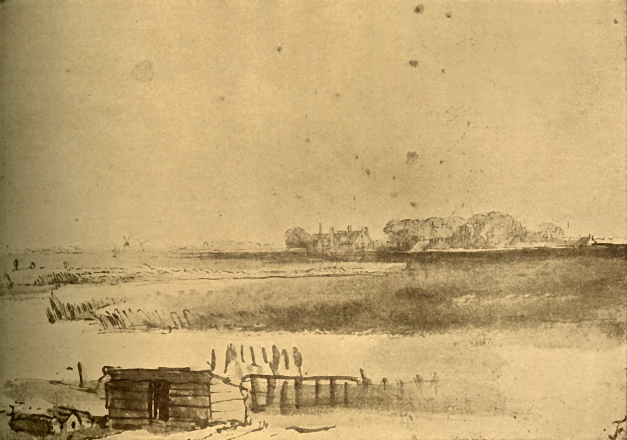 風景画、c1630-16160、1908。 作： レンブラント・ファン・レイン