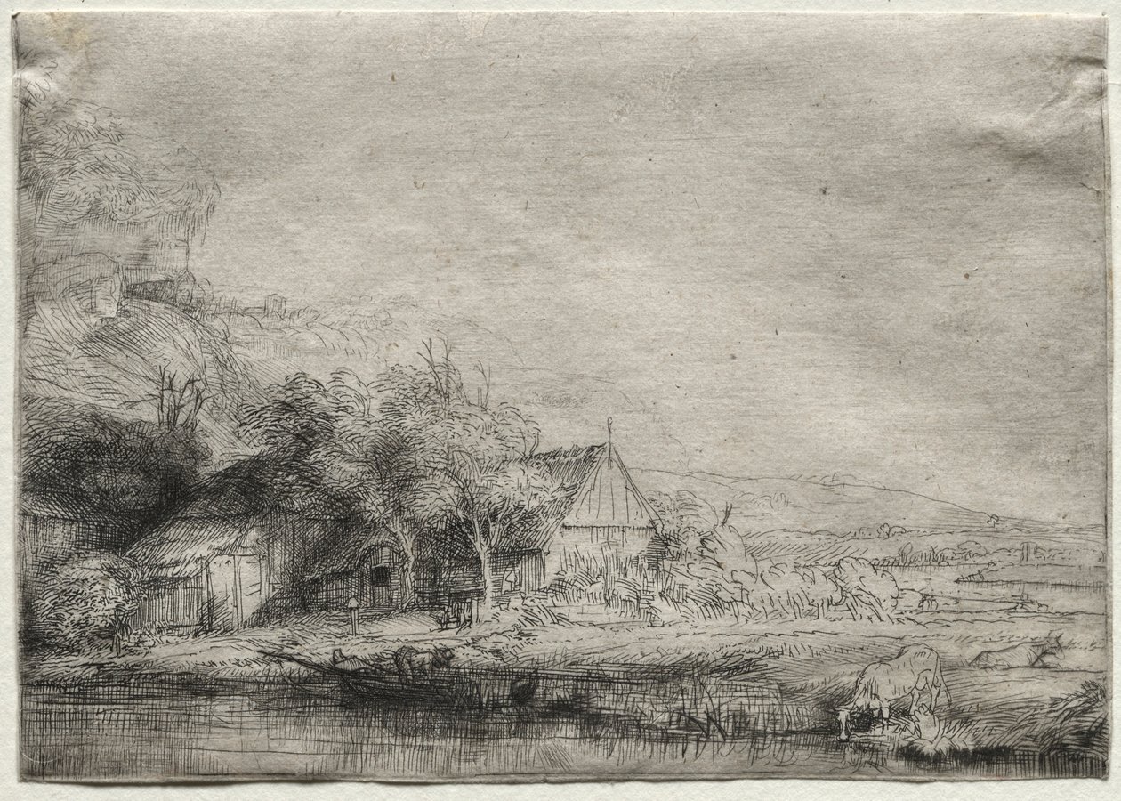 牛のいる風景、c。 1650。 作： レンブラント・ファン・レイン