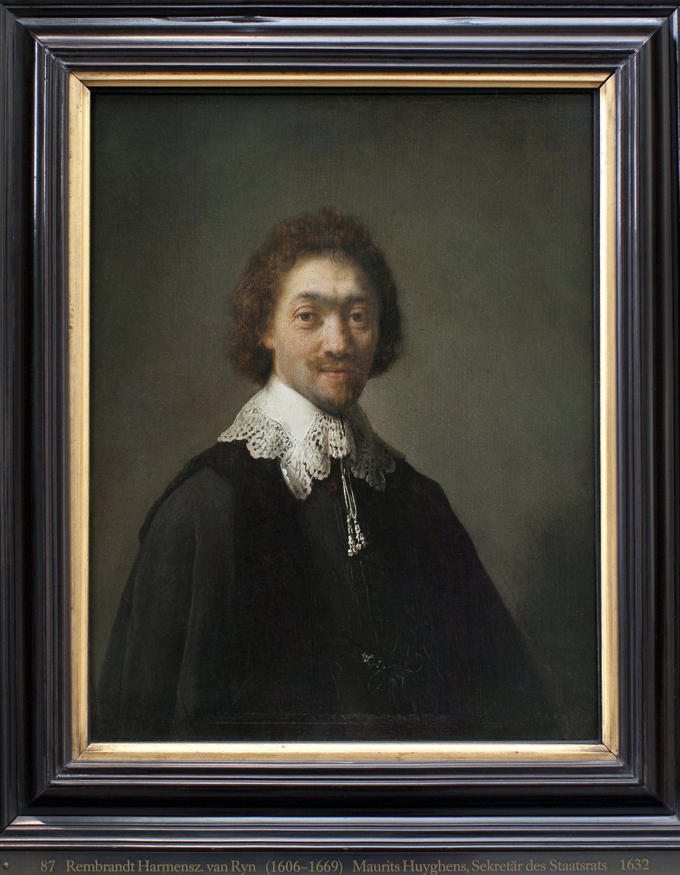 マウリッツ・ホイヘンス、ラハエ（オランダ）の国務長官。ハーメンツ・ファン・レインの絵 レンブラント（1606-1669） 木に油彩 作： レンブラント・ファン・レイン