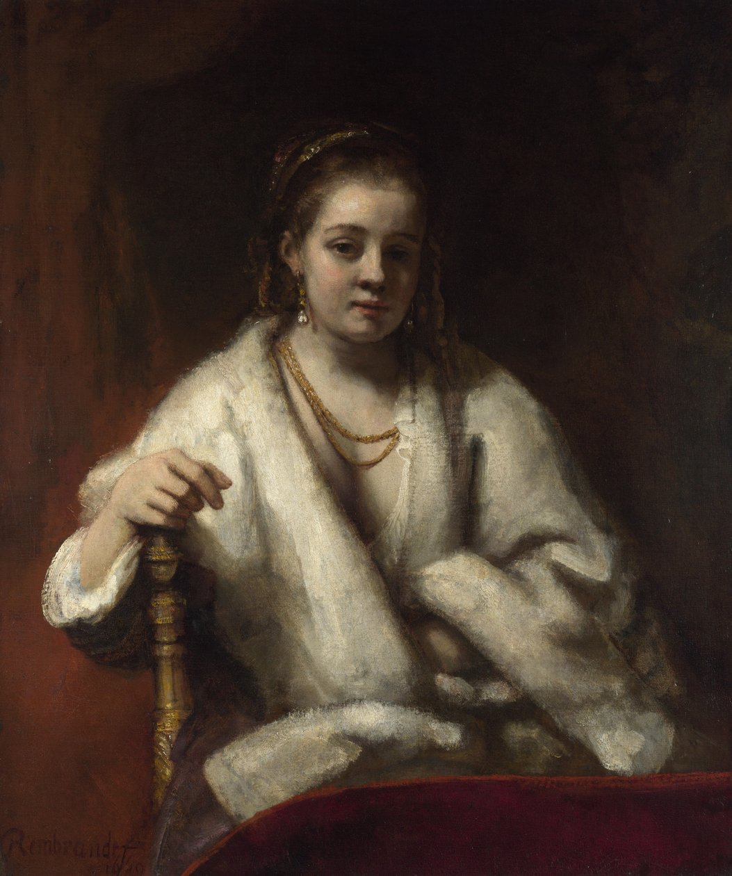 Hendrickje Stoffelsの肖像、c。 1655-1656 作： レンブラント・ファン・レイン
