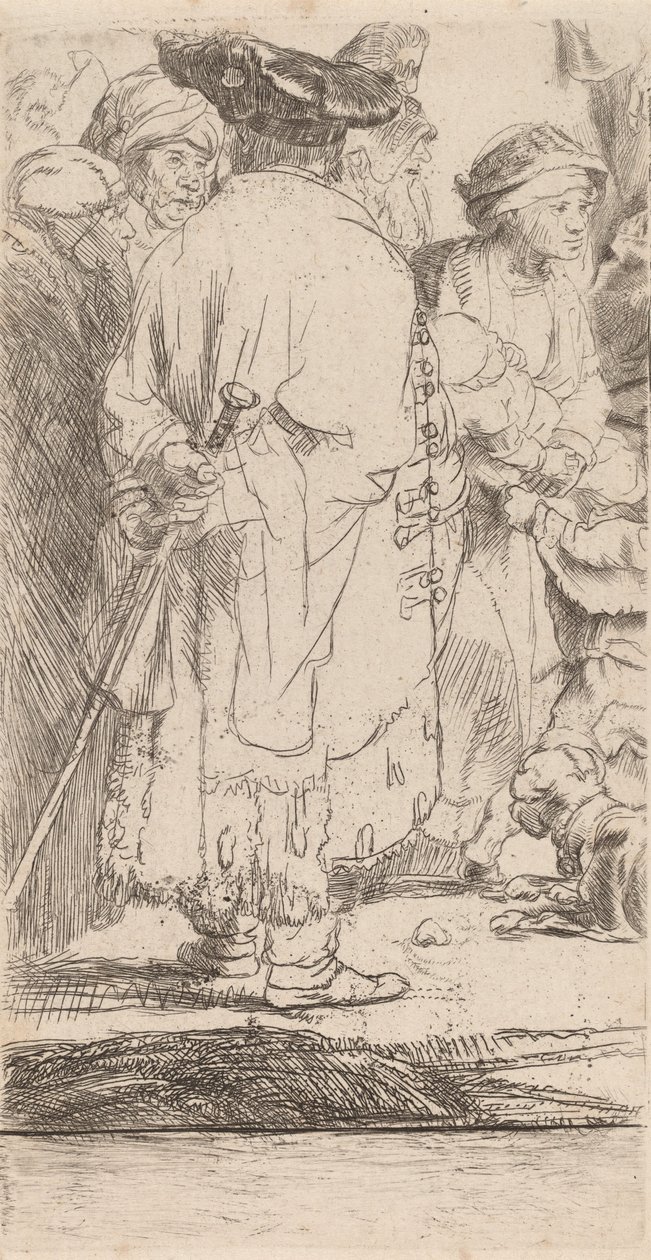 100 ギルダー プリントの杖の断片を持つ男、c. 1649年。 作： レンブラント・ファン・レイン