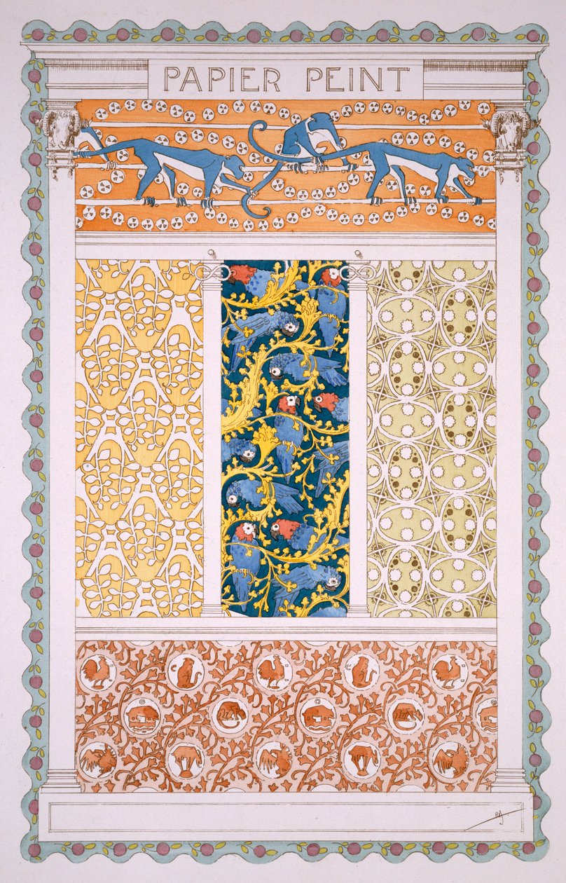 壁紙とフリーズのためのデザイン、Esquisses Decoratives、Rene Binet著、Librairie Centrale des Beauz-Arts、パリc.1895から出版 作： ルネビネット