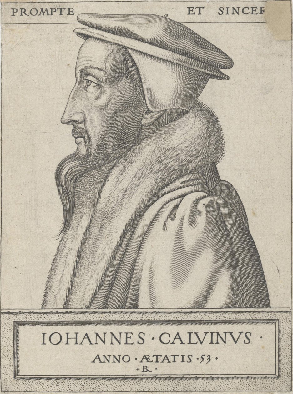 ジャン・カルヴァン（1509年～1564年）、神学者、プロテスタント宗教改革の中心人物、53歳 作： ルネ・ボビン