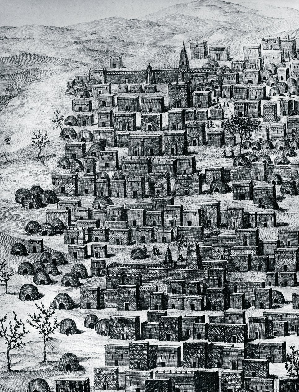 レネ・カイリー（1799-1838）が1824年から1828年の間に行った「Travels through Central Africa to Timbuctoo」のエングレーヴィング、マリのティンブクトゥの街の風景。 作： ルネ・カイリー