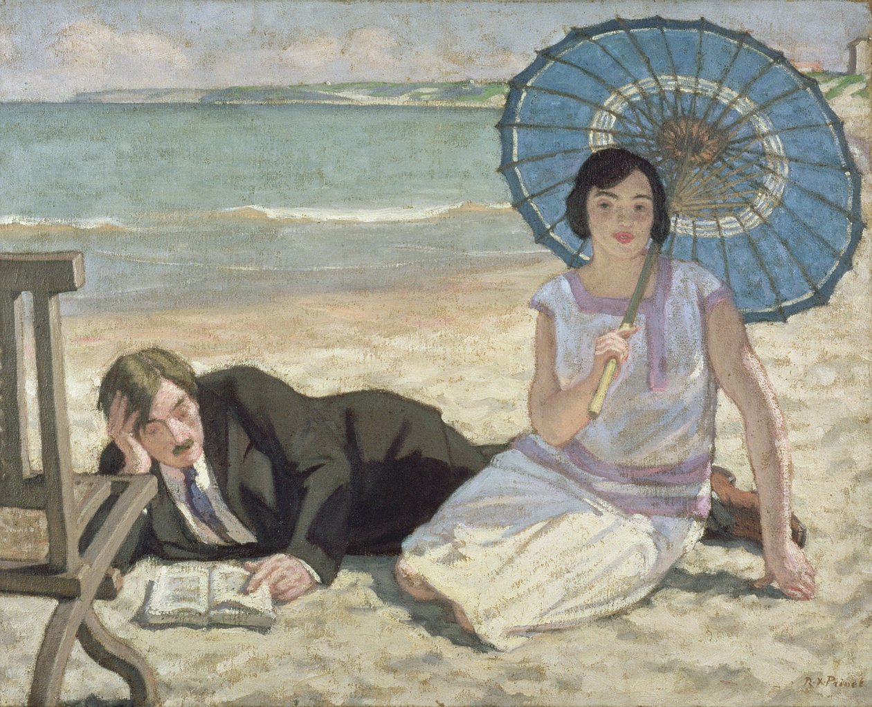 Woman with a Parasol, c.1925 (oil on canvas)   1456736   ja       japanese Successfully Translated  Original: Hunters Shirt Translat: Hunter