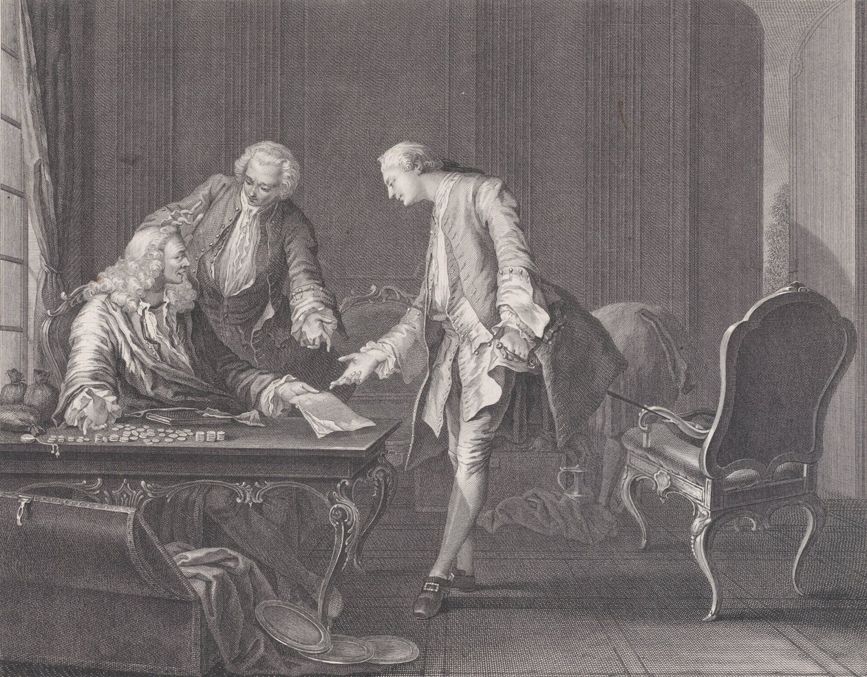 彼の相続を要求する放蕩息子、ca。 1751年。 作： レミ・ガイヤール