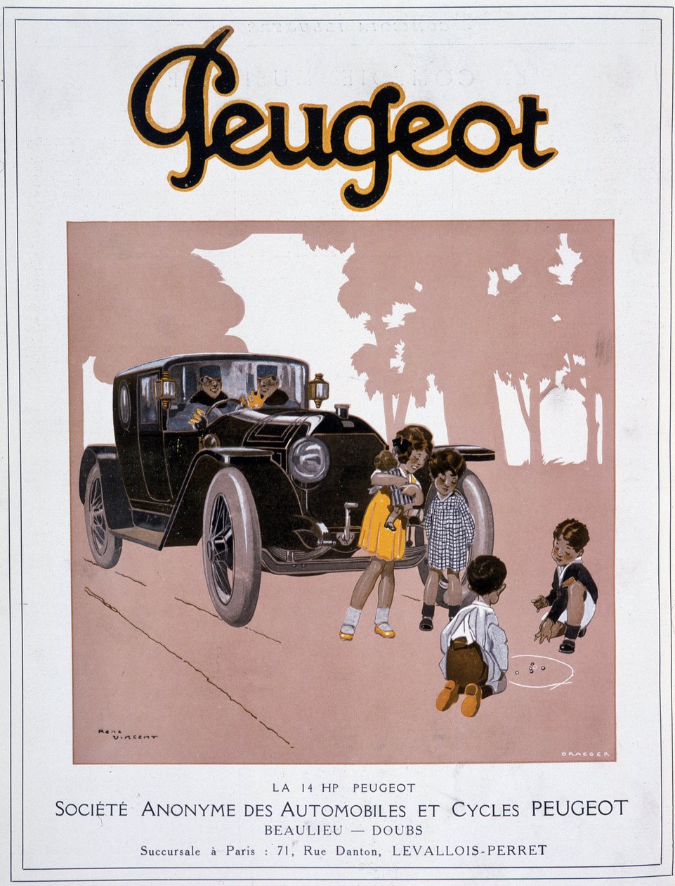 12月20日発売の「Comoedia illustrious」にプジョーの広告「The 14 HP Peugeot」が掲載されました。 作： ルネ・ビンセント