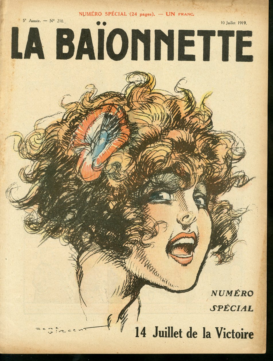 La Baionnette "の表紙、210号、Satirique en Couleurs 作： ルネ・ビンセント