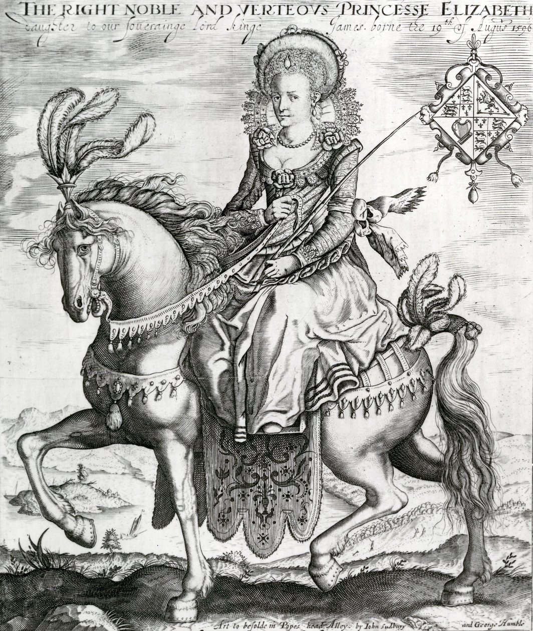 右の高貴で多才なエリザベス王女、エリザベス王女の王、ジェームズ、1612年3月 作： レノルド・エルストラック