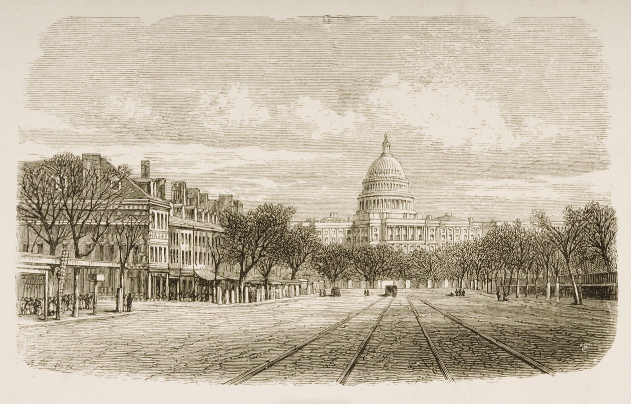 ワシントンDCの国会議事堂の建物、1880年頃 作： サミュエル・マニング牧師