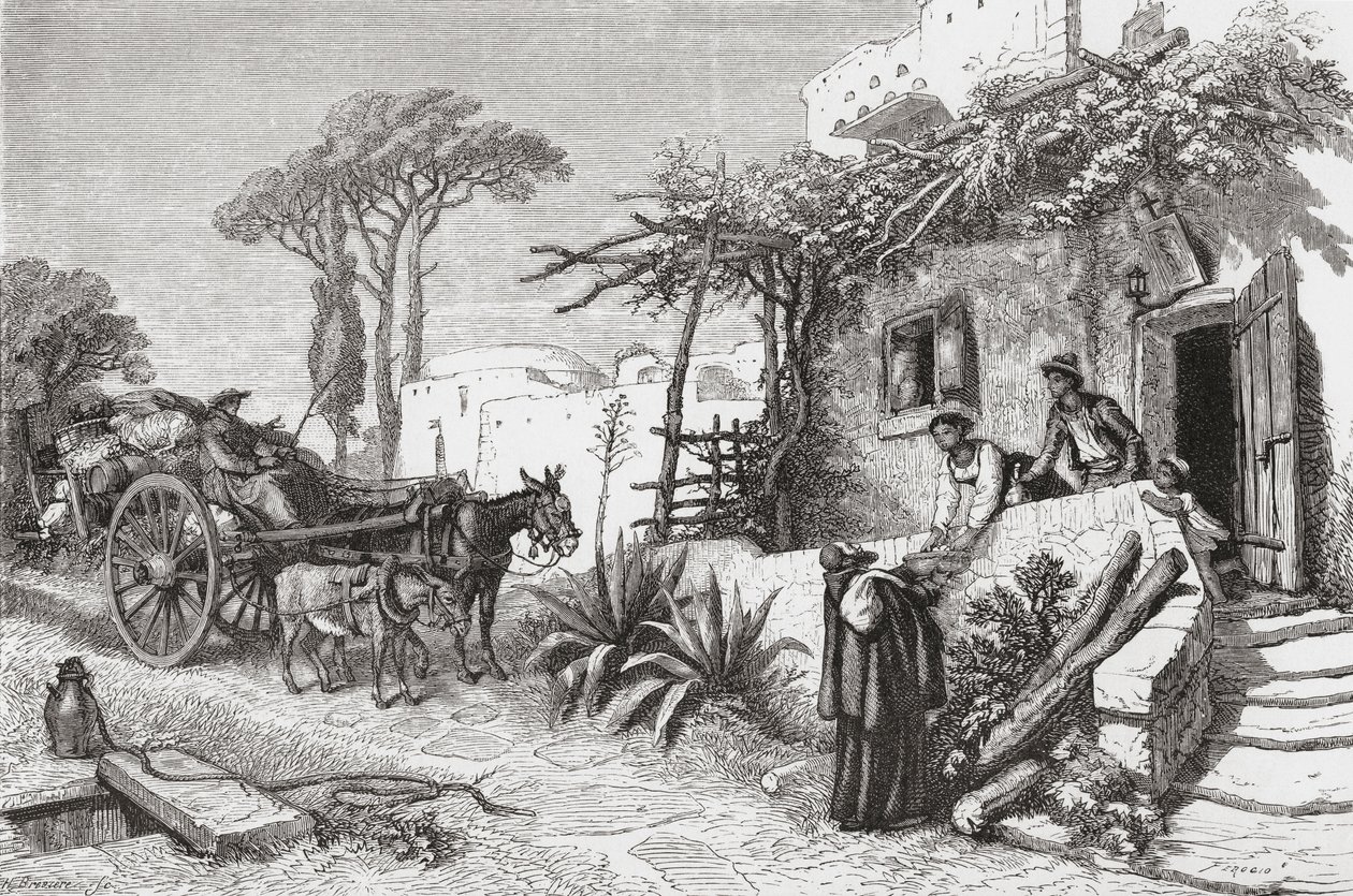19世紀後半のイタリア、ナポリ近郊の托鉢修道士たち。1890年頃に出版されたサミュエル・マニング師によるイタリアの写真より。 作： サミュエル・マニング牧師