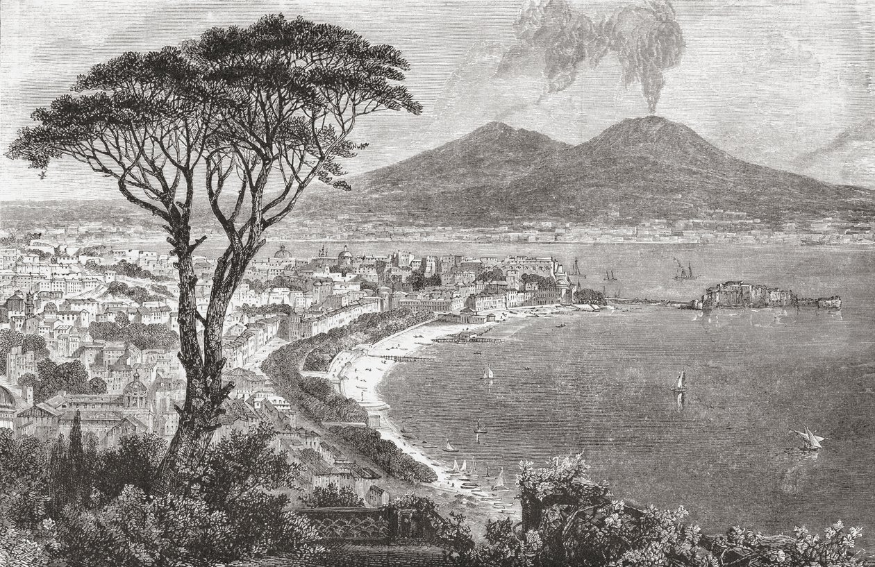 19世紀後半のイタリア、ナポリとヴェスヴィオ山。1890年頃に出版されたサミュエル・マニング師によるイタリアの写真より。 作： サミュエル・マニング牧師