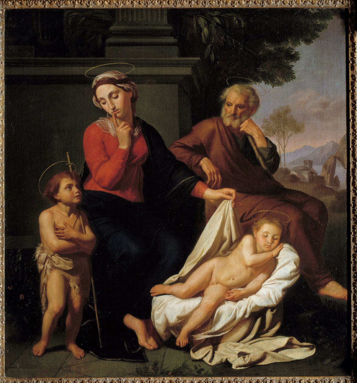 マリア イエス ヨセフ 聖家族像 聖家族。 聖母マリアは口の前に指を