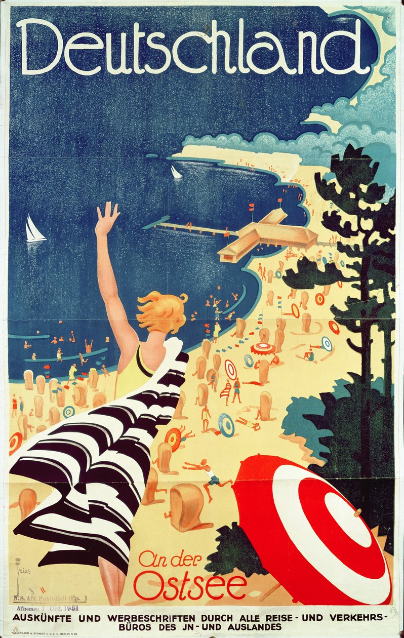 ドイツ：バルト海、1930年頃（カラーリトグラフ 作： リチャード・フリーゼ