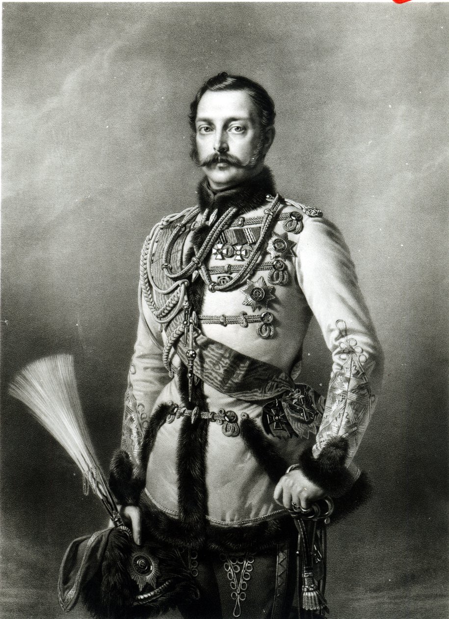 1858年にディートマーウルリッヒとスミノフによって彫刻されたロシアのアレクサンドル2世（1818年〜81年） 作： リチャード・L・ローヘルト