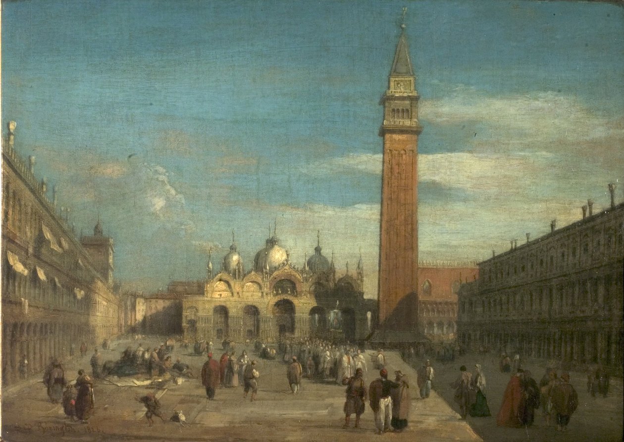 1826年、ヴェネツィア、サンマルコ広場の眺め 作： リチャード・パークス・ボニントン