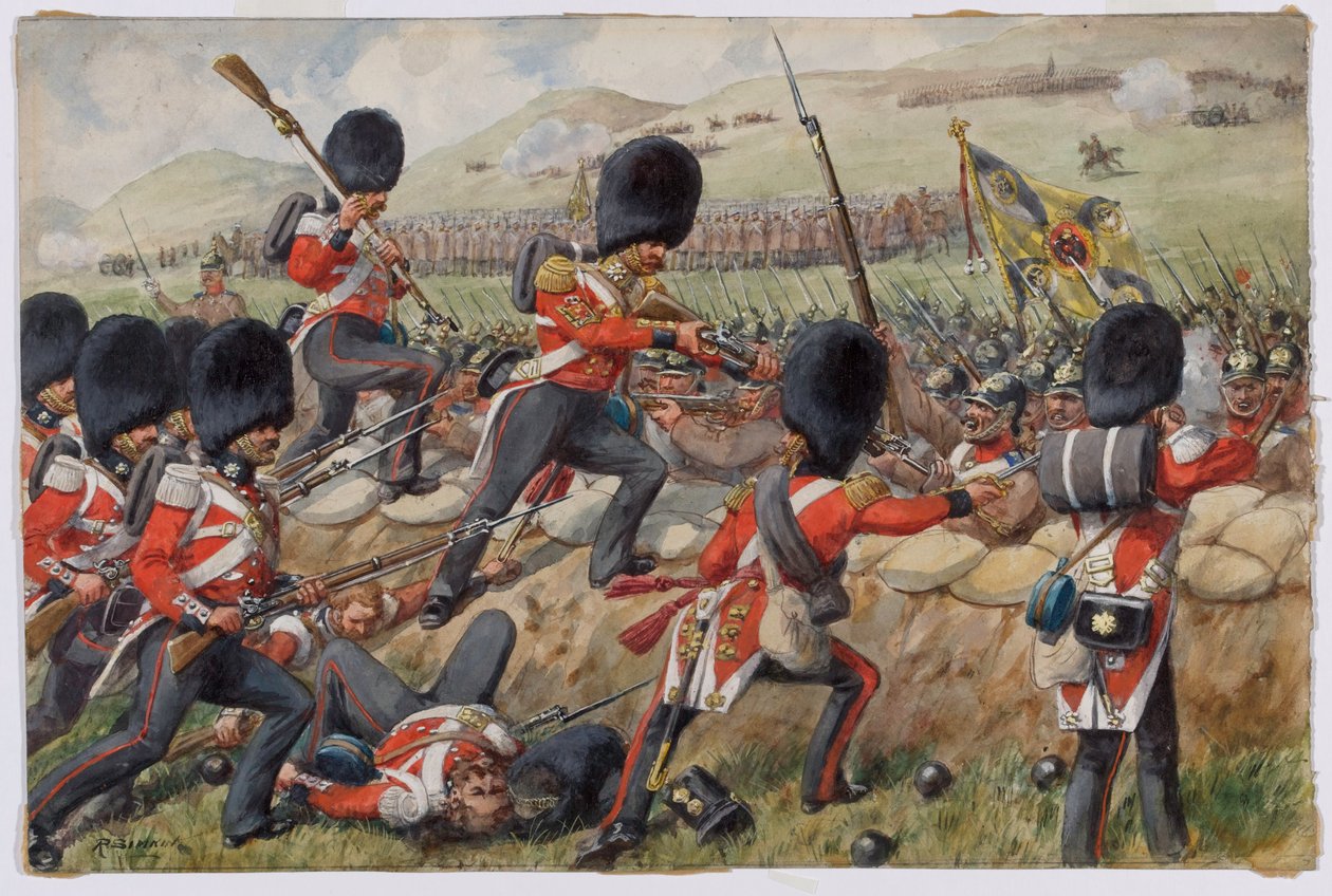 1854年9月20日、クリミア戦争、アルマの戦いでスコットランド警備隊の詳細 作： リチャード・シムキン