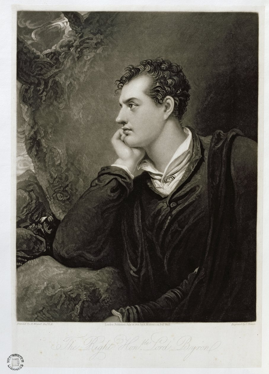 ジョージゴードン、バイロン卿（1788-1824）、チャールズターナー（1773-1857）、1815年に彫刻 作： リチャード・ウェストール