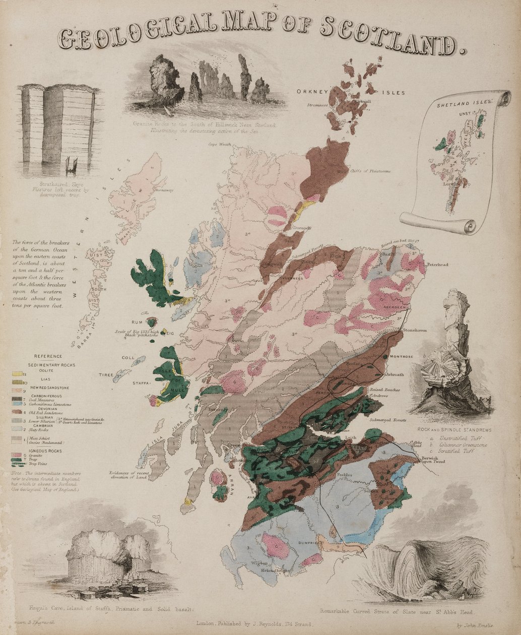 スコットランドの地質図」、1850年代頃 作： リチャード（後）パパ
