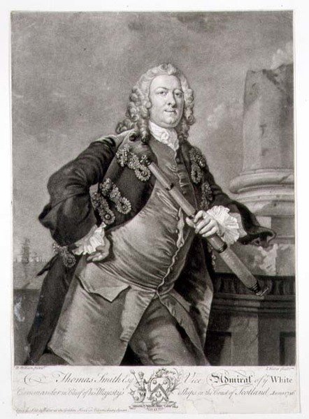 トーマス・スミス提督（d.1762）ホワイト号の副提督の肖像、ジョン・フェイバー（1684-1756）1746年（エングレービング） 作： リチャード（後）ウィルソン