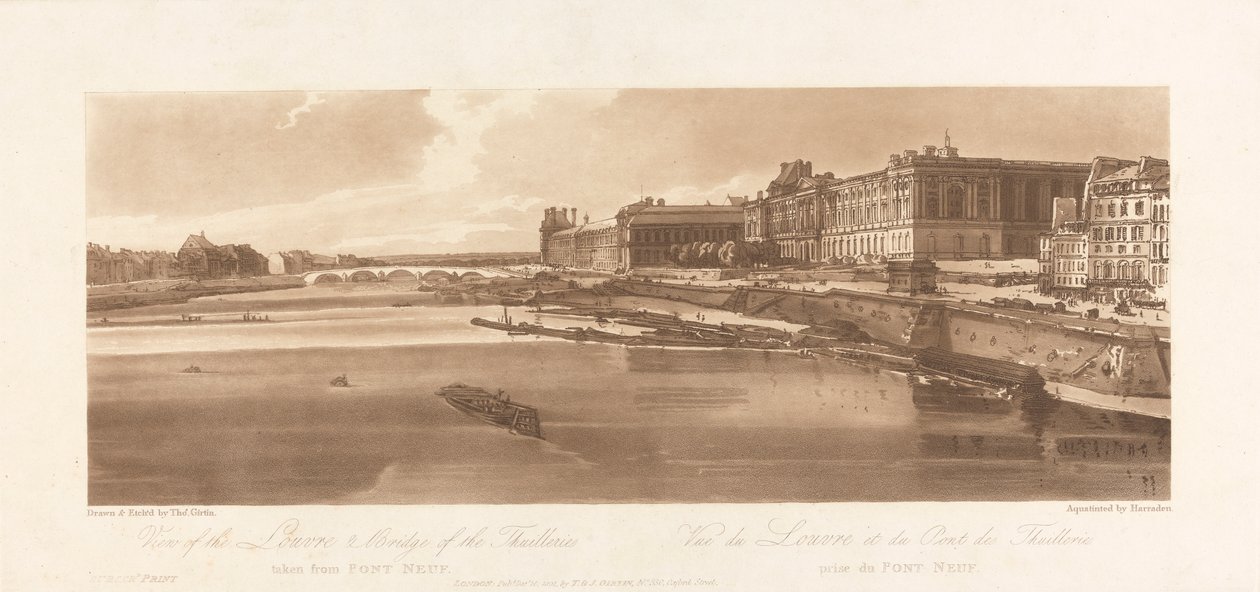 Vista do Louvre e da Ponte das Tulherias, tirada da Pont Neuf. 1802; Placa 2 de Views in Paris, o Emanuel Volume Tracing da placa, B1981.25.2613 作： リチャード・バンクス・ハラデン