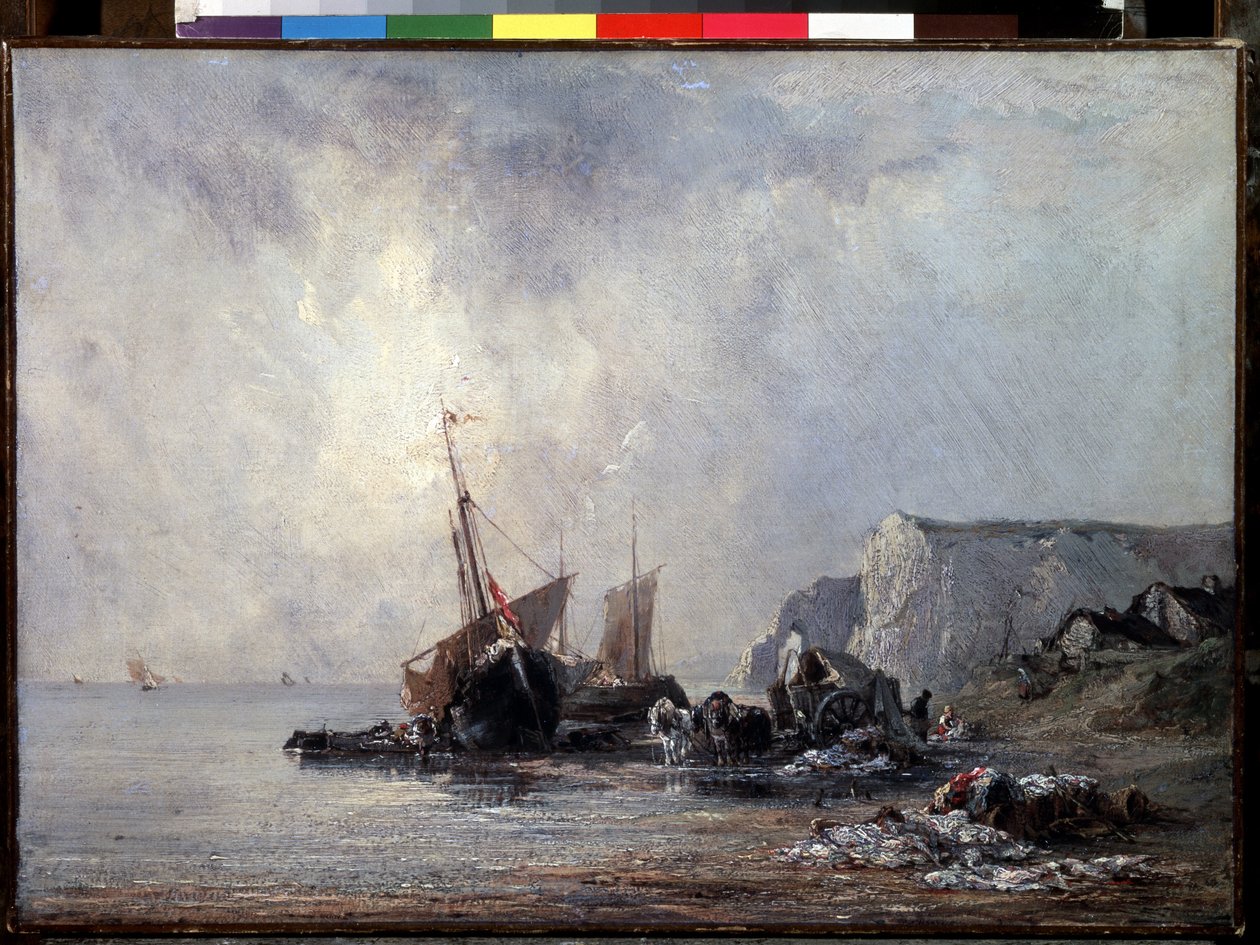 「ノルマンディー海岸のボート」 (ノルマンディー海岸のボート) リチャード・パークス・ボニントン作 (1802-1828) 1823-1824 Dim. 33x46 cm サンクトペテルブルク、エルミタージュ美術館 作： リチャード・ボニントン