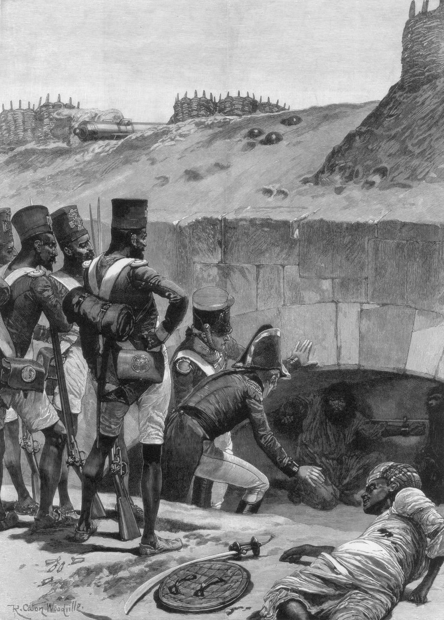 1894年、要塞でケースメイトの下にイギリス人捕虜を発見。 作： リチャード・ケイトンIIウッドビル