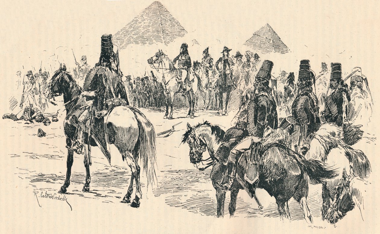 1798年、1884年のピラミッドの戦いでのナポレオンブオナパルト 作： リチャード・ケイトンIIウッドビル