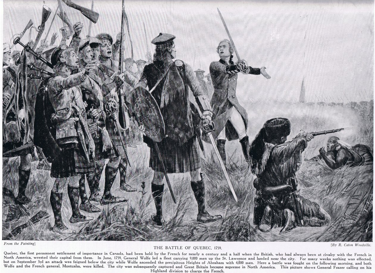 ケベックの戦い、1759、「ハッチンソンのイギリス国民の物語」、1923年頃のイラスト 作： リチャード・カトン・ウッドビル