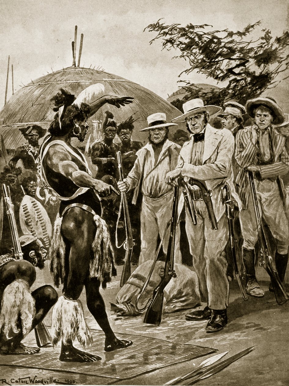 1824年のナタールのイギリス人、「ハッチンソンのイギリス国民の物語」、1923年頃のイラスト 作： リチャード・カトン・ウッドビル・ジュニア