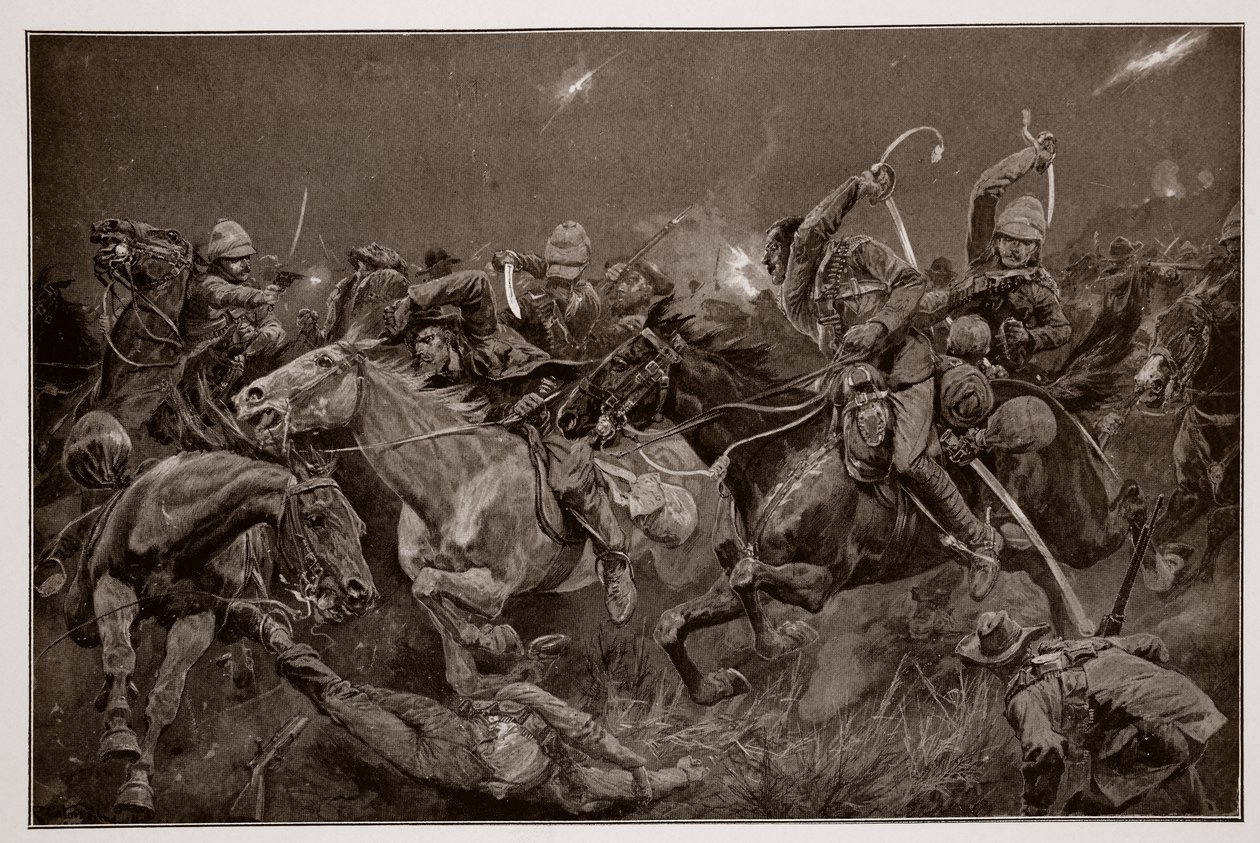 1900年11月7日、Lydenberg近くの第19 Hussarsの夜間料金 作： リチャード・カトン・ウッドビル・ジュニア