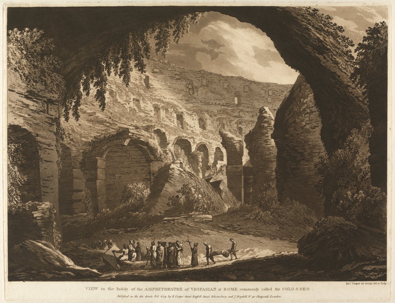 Vista no interior do anfiteatro de Vespasão em Roma Comumente chamado de Coliseu 作： リチャード・クーパー・ザ・エルダー