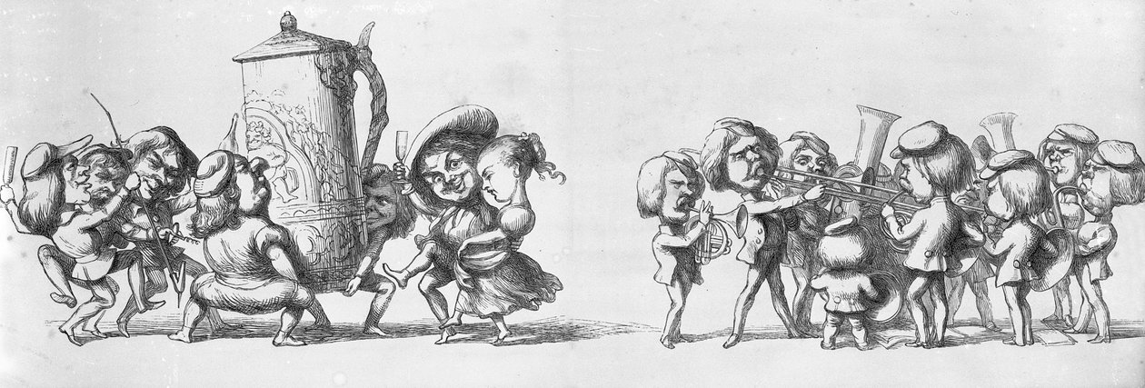 1851年の大展覧会でバンドが演奏する 作： リチャード・ドイル