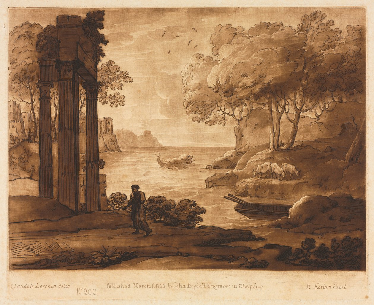 リベルベリタチス：No. 200、海辺の眺め、イエスの物語、1777年。 作： リチャード・イアローム