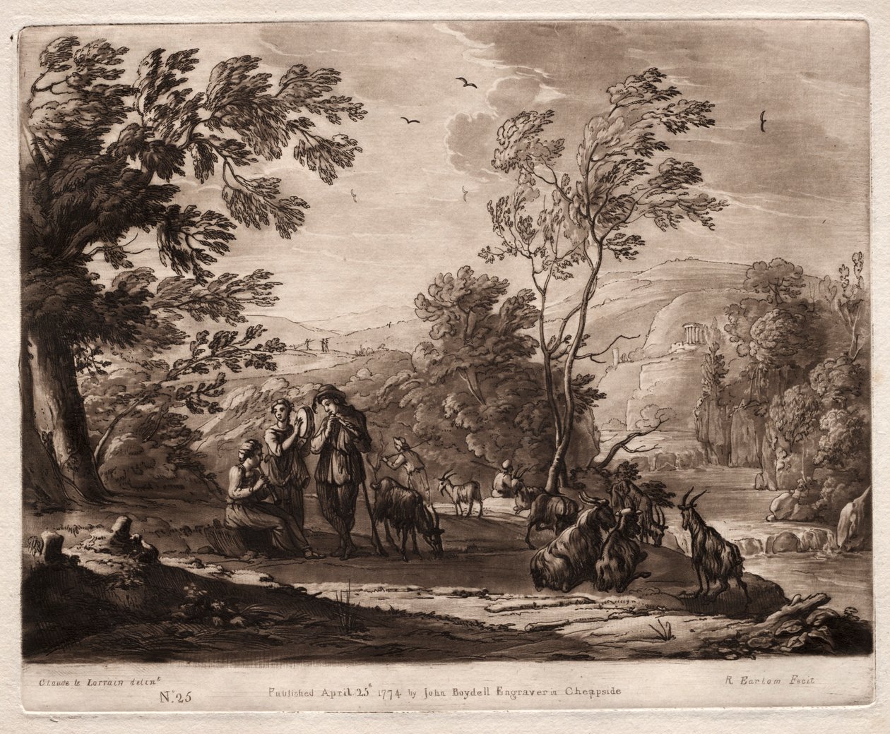 Liber Veritatis：No. 25、A Mountainous and Wooded Landscape with Shepherds ...、1774 作： リチャード・イアローム