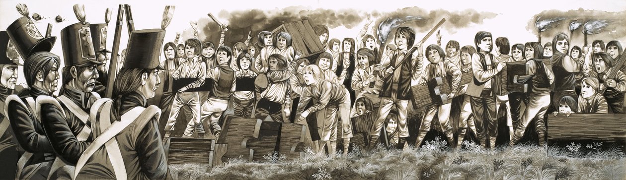 1797年、ラグビーで暴動を起こした小学生を鎮圧するために軍隊が招集された。 作： リチャード・フック