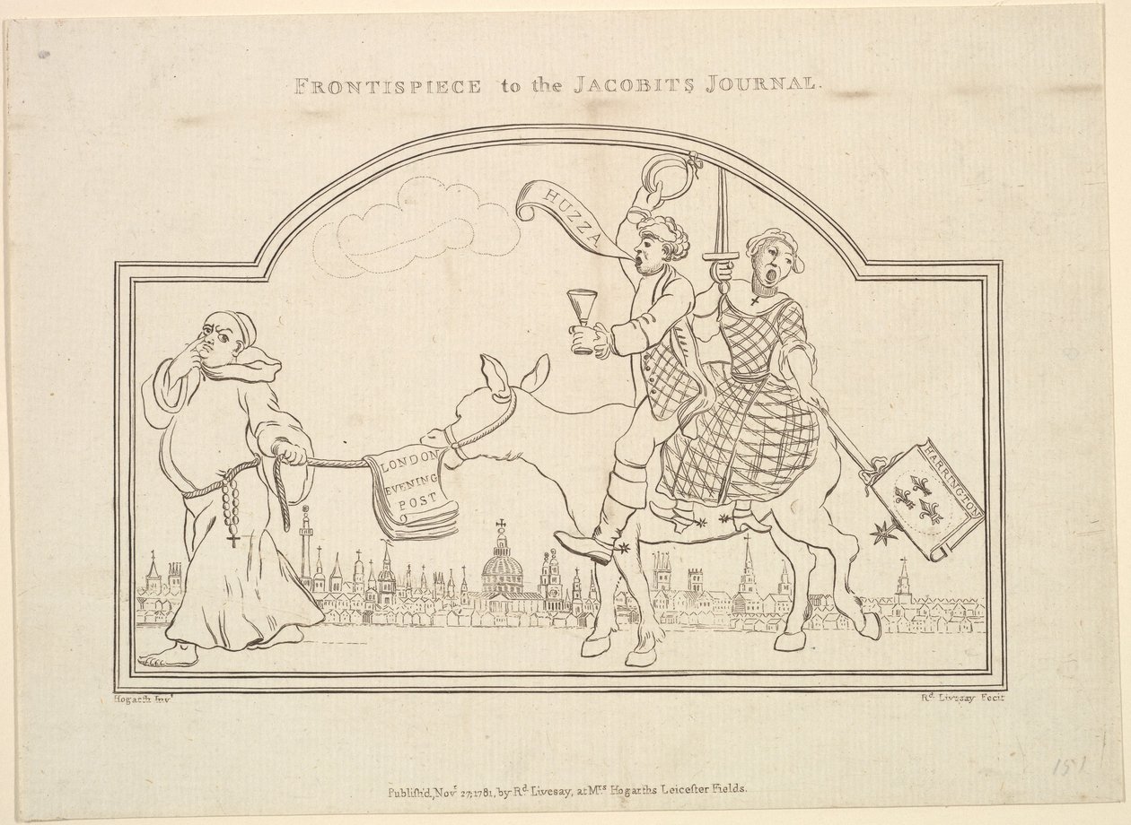 1781年11月27日のJacobites Journalへの口絵。 作： リチャード・リヴセイ