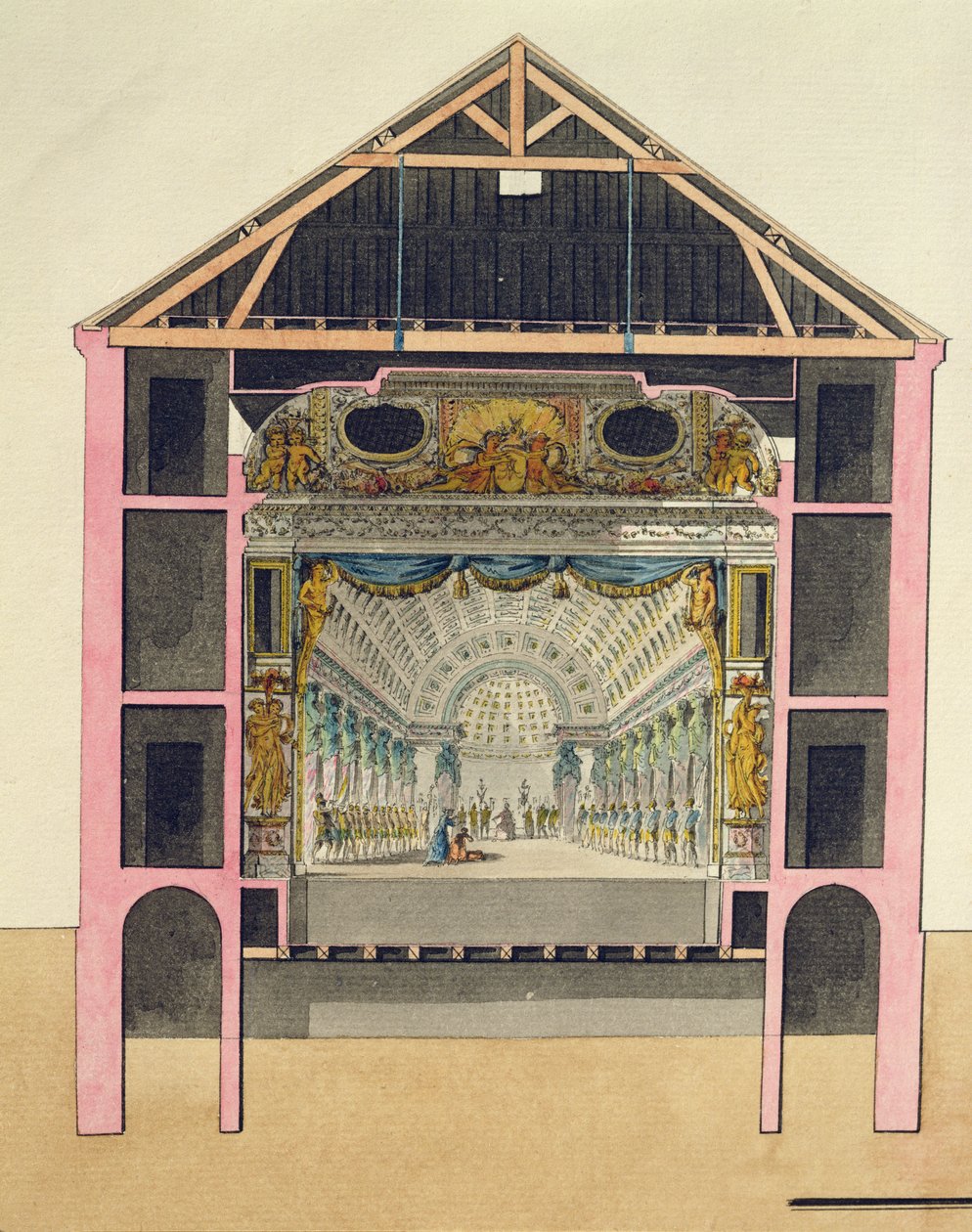 ルプティトリアノンの劇場ホールの計画、1786年 作： リチャード・ミケ