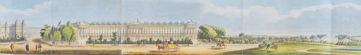 ハノーバーテラス、「リージェンツパークのパノラマビュー」の詳細、パブ。アッカーマン、1831年（アクアチント） 作： リチャード・モリス