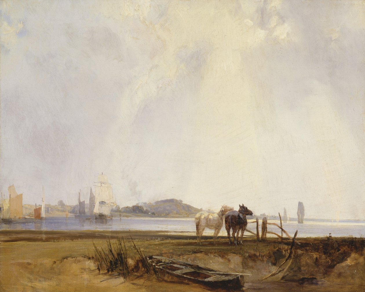 フランス、Quilleboeufの近くの風景、c.1824-25（キャンバスに油彩） 作： リチャード・パークス・ボニントン