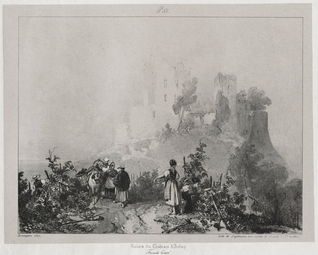 旧フランスの絵のようにロマンチックな旅、フランシュコンテ...、1825年。 作： リチャード・パークス・ボニントン