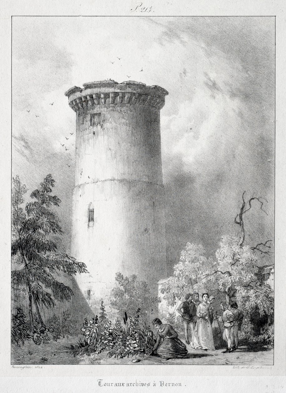 絵のようにロマンチックな古代フランスの旅、ノルマンディー...、1824年。 作： リチャード・パークス・ボニントン